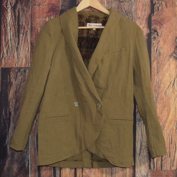 FREE PEOPLE Women's Sz XS OVERSIZED Casual BLAZER Jacket - EXCELLENT Condition - Picture 3 of 8